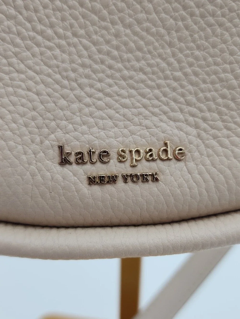 kate spade Crescent Shoulder Bag in Light Beige with Gold Chain